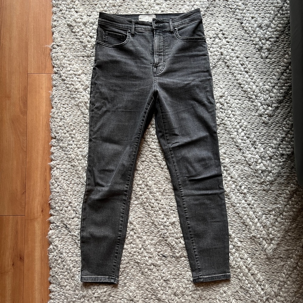 Everlane Authentic Stretch High Rise Skinny Jeans 29 Ankle - Washed Black